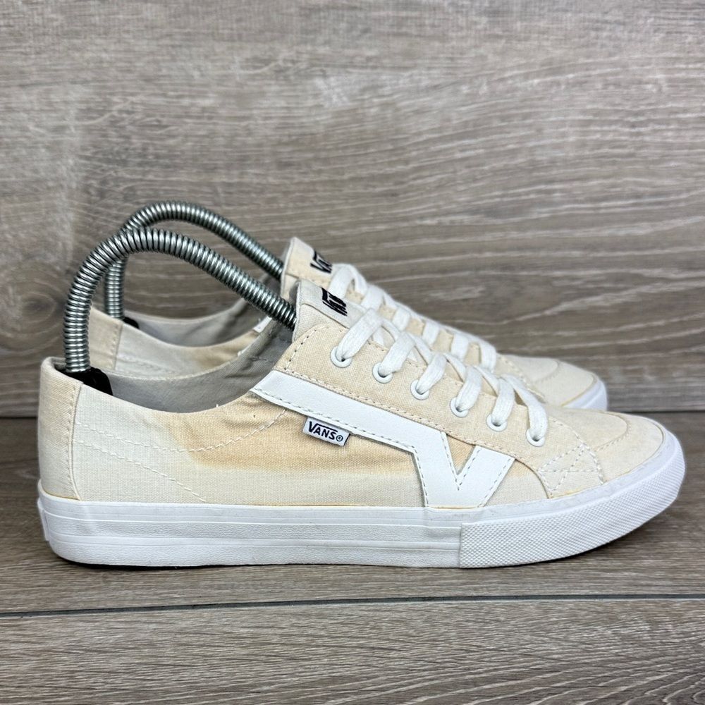 Vans Tory Women’s Sz 8 Cream White Canvas Low Top Lace Up Skateboard Sneakers